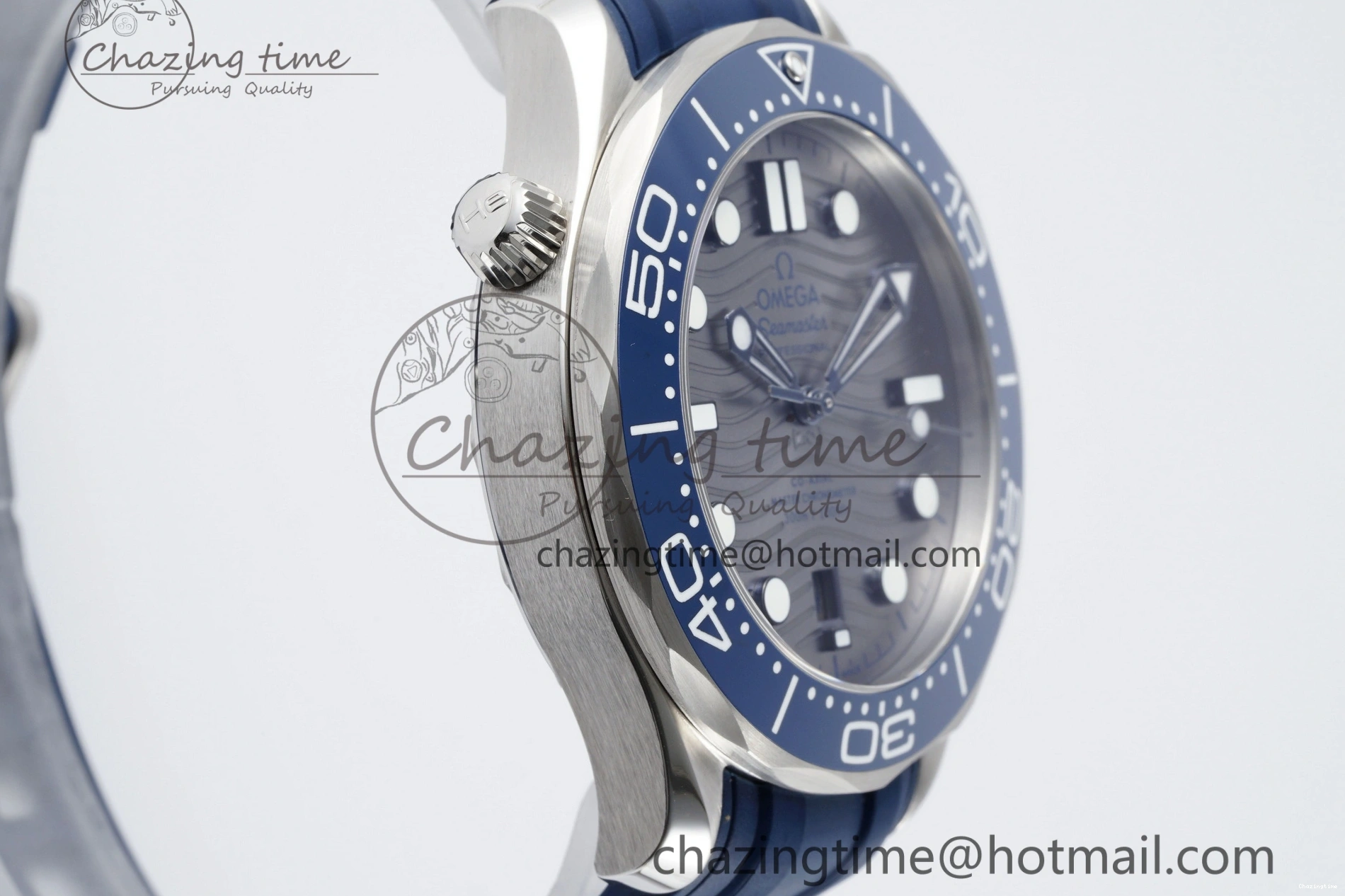 0305 SmartChoice Seamaster Diver 300M ZF 1:1 Best Edition Blue Ceramic Gray Dial on Blue Rubber Strap A 7735